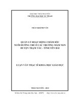 Quản lý hoạt động chăm sóc nuôi dưỡng trẻ ở các trường mầm non huyện trạm tấu   tỉnh yên bái 