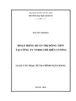 Hoạt động quản trị dòng tiền tại công ty TNHH chè biên cương 