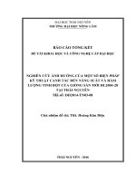 Nghiên cứu ảnh hưởng của một số biện pháp kỹ thuật canh tác đến năng suất và hàm lượng tinh bột của giống sắn mới HL200428 tại Thái Nguyên (NCKH)