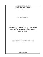 Hoàn thiện cơ chế tự chủ tài chính tại trường đại học công nghiệp quảng ninh 