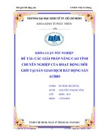 Các giải pháp nâng cao tính chuyên nghiệp của hoạt động môi giới tại sàn giao dịch bất độngsản ACBRS 