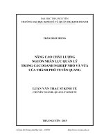 Nâng cao chất lượng nguồn nhân lực quản lý trong các doanh nghiệp nhỏ và vừa của thành phố tuyên quang 