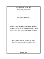 Chất lượng dịch vụ ngân hàng điện tử tại ngân hàng nông nghiệp và phát triển nông thôn việt nam – chi nhánh láng hạ 