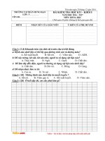 Đề thi học kì 1 lớp 5 môn Khoa học trường tiểu học Trần Hưng Đạo, Đắk Lắk năm 2016  2017 