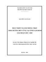 Phát triển ngành trồng trọt theo hướng bền vững tại tỉnh nam định giai đoạn 2015 2020 