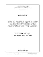 Đánh giá thực trạng quản lý và xử lý chất thải rắn sinh hoạt tại thành phố lạng sơn, tỉnh lạng sơn 