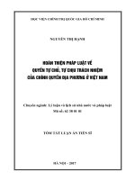 Hoàn thiện pháp luật v quy n tự chủ, tự chịu trách nhiệm của CQĐP việt nam hiện nay  tt 
