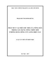 Phát huy vai trò chủ thể của nông dân trong xây dựng nông thôn mới ở đồng bằng sông cửu long hiện nay 