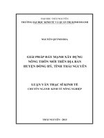 Giải pháp đẩy mạnh xây dựng nông thôn mới trên địa bàn huyện đồng hỷ, tỉnh thái nguyên 