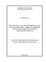 Quản trị công ty tại doanh nghiệp nhà nước sau khi cổ phần hóa – nghiên cứu điển hình tại ngân hàng TMCP ngoại thương việt nam 