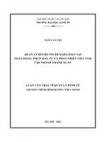 Quản lý rủi ro tính dụng dài hạn tại ngân hàng TMCP đầu tư và phát triển việt nam   chi nhánh thanh xuân 