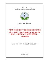 Phân tích hoạt động kinh doanh của công ty cổ phần dược phẩm OPC   chi nhánh miền đông năm 2015 