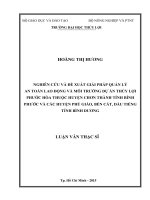 Nghiên cứu và đề xuất giải pháp quản lý an toàn lao động và môi trường dự án thủy lợi phước hòa thuộc huyện chơn thành tỉnh bình phước và các huyện phú giáo, bến cát, dầu tiếng tỉnh bình dương 