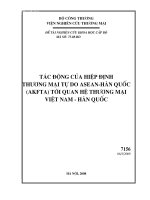 Đề tài NCKH cấp Bộ Tác động của Hiệp định thương mại tự do ASEAN - Hàn Quốc (AKFTA) tới quan hệ thương mại Việt Nam - Hàn Quốc