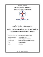 khóa luận tốt nghiệp hoàn thiện qui trình phục vụ tại CINNAMON CATHEDRAL hà nội