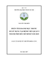 Phân tích danh mục thuốc đã sử dụng tại bệnh viện quận 9 thành phố hồ chí minh năm 2015 