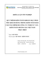 Quy trình kiểm toán khoản mục phải thu khách hàng trong kiểm toán báo cáo tài chính do Công ty TNHH Tư vấn – Kiểm toán Hoàng Gia Việt Nam thực hiện