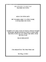 Đề tài nghiên cứu khoa học Nghiên cứu khả năng sử dụng chỉ số tổ hợp sinh học Ibi để đánh giá chất lượng môi trường nước hạ lưu sông Thu Bồn, tỉnh Quảng Nam