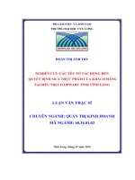 NGHIÊN CỨU CÁC YẾU TỐ TÁC ĐỘNG ĐẾN QUYẾT ĐỊNH MUA THỰC PHẨM CỦA KHÁCH HÀNG TẠI SIÊU THỊ CO.OPMART TỈNH VĨNH LONG (LV THẠC SĨ))