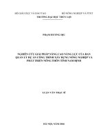 Nghiên cứu giải pháp nâng cao năng lực của ban quản lý dự án công trình xây dựng nông nghiệp và phát triển nông thôn tỉnh nam định 