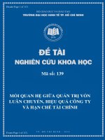 Đề tài nghiên cứu khoa học Mối quan hệ giữa quản trị vốn luân chuyển, hiệu quả công ty và hạn chế tài chính