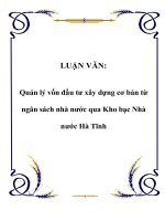 Quản lý vốn đầu tư xây dựng cơ bản từ ngân sách nhà nước qua Kho bạc Nhà nước Hà Tĩnh