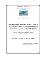 Đánh giá mức độ hài lòng của khách hàng đối với dịch vụ truyền hình cáp Vĩnh Long tại thành phố Vĩnh Long (LV thạc sĩ))