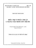 ĐIỀU TRỊ VI PHẪU THUẬT U MÀNG NÃO MỎM YÊN TRƢỚC