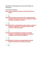 Test bank for managerial accounting 6th edition by hartgraves 