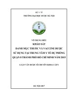 Khảo sát danh mục thuốc và vaccine được sử dụng tại trung tâm y tế dự phòng quận 8 thành phố hồ chí minh năm 2015 