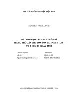 sử dụng gạo xay thay thế ngô trong thức ăn cho lợn con lai pidu x (lxy) từ 4 đến 28 ngày tuổi 