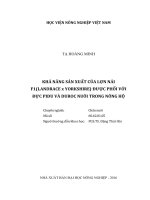 khả năng sản xuất của lợn nái f1(landrace x yorkshire) được phối với đực pidu và duroc nuôi trong nông hộ 