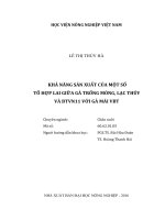 khả năng sản xuất của một số tổ hợp lai giữa gà trống móng, lạc thủy và btvn11 với gà mái vbt 