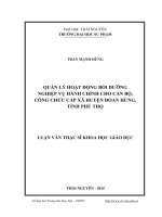 Quản lý hoạt động bồi dưỡng nghiệp vụ hành chính cho cán bộ, công chức cấp xã huyện đoan hùng, tỉnh phú thọ