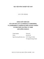 năng suất sinh sản của lợn nái lai f1 (landrace x yorkshire), f1 (yorkshire x landrace) phối với đực duroc và pidu nuôi tại công ty tnhh lợn giống dabaco 