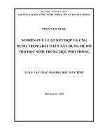 Nghiên cứu luật kết hợp và ứng dụng trong bài toán xây dựng hệ hỗ trợ học sinh trung học phổ thông 