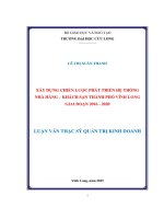 Xây dựng chiến lược phát triển hệ thống nhà hàng  Khách sạn Thành phố Vĩnh Long giai đoạn 20162020 (LV thạc sĩ))