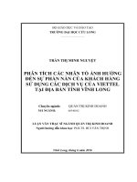 Phân tích các nhân tố ảnh hưởng đến sự phàn nàn của khách hàng sử dụng các dịch vụ của Viettel tại địa bàn tỉnh Vĩnh Long (LV thạc sĩ))