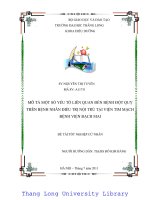 Mô tả một số yếu tố liên quan đến bệnh đột quỵ trên bệnh nhân điều trị nội trú viện tim mạch bệnh viện Bạch Mai