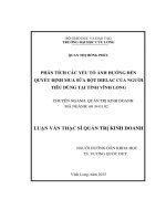 Phân tích các yếu tố ảnh hưởng đến quyết định mua sữa bột Dielac của người tiêu dùng tại tỉnh Vĩnh Long (LV thạc sĩ))
