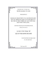 Đánh giá nhận thức của người dân đối với tác động du lịch và sự hỗ trợ của họ cho sự phát triển du lịch trên địa bàn tỉnh Vĩnh Long (LV thạc sĩ))