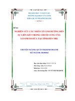 Nghiên cứu các nhân tố ảnh hưởng đến sự liên kết trong chuỗi cung cứng sản phẩm dừa tại tỉnh Bến Tre (LV thạc sĩ))