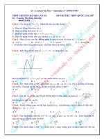 Đề thi thử môn Toán 2017 chuẩn của bộ giáo dục