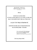 Đánh giá sự hài lòng về chất lượng dịch vụ của công ty đối với đại lý bảo hiểm nhân thọ AIA Vĩnh Long (LV thạc sĩ))