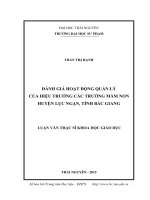 Đánh giá hoạt động quản lý của hiệu trưởng các trường mầm non huyện lục ngạn, tỉnh bắc giang 
