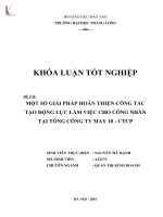 Một số giải pháp hoàn thiện công tác tạo động lực làm việc cho công nhân tại Tổng công ty May 10-CTCP