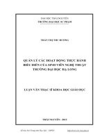 Quản lý hoạt động thực hành biểu diễn của sinh viên nghệ thuật trường đại học hạ long 