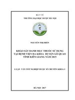 Khảo sát danh mục thuốc sử dụng tại bệnh viện đa khoa huyện gò quao tỉnh kiên giang năm 2015 