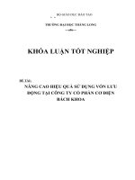 Nâng cao hiệu quả sử dụng vốn lưu động tại công ty cổ phần cơ điện bách khoa