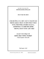 Ảnh hưởng của mức xơ và nguồn xơ trong khẩu phần ăn đến phát thải nitơ, photpho, hydro sulfua, ammoniac và khí nhà kính trong chăn nuôi lợn thịt (LV thạc sĩ))